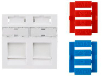 Вставка Hyperline SIP3-2K-M45-45 со шторкой 45x45 2xKeystone пластик белый - купить недорого с доставкой в интернет-магазине