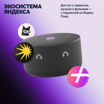 Умная колонка Yandex Станция Мини 3 Алиса черный 12W 1.0 BT/Wi-Fi (YNDX-00027BLK) - купить недорого с доставкой в интернет-магазине