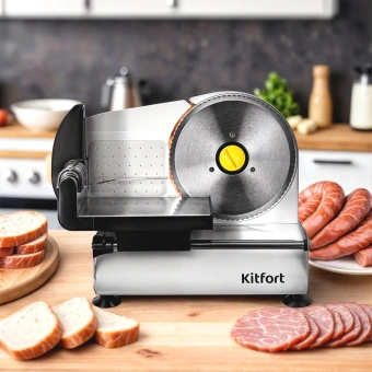 Ломтерезка Kitfort КТ-6269 150Вт (нарезка до 15мм) серебристый/черный - купить недорого с доставкой в интернет-магазине