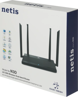 Роутер беспроводной Netis N3D AC1200 10/100BASE-TX черный - купить недорого с доставкой в интернет-магазине