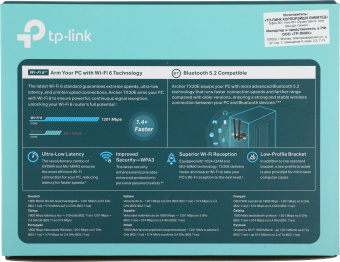 Сетевой адаптер Wi-Fi + Bluetooth TP-Link Archer TX20E AX1800 PCI Express (ант.внеш.съем) 2ант. - купить недорого с доставкой в интернет-магазине