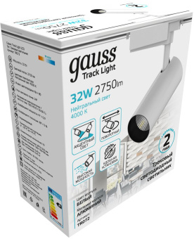 Система трековая Gauss TR072 32Вт 4000K цв.св.:белый нейтральный белый - купить недорого с доставкой в интернет-магазине