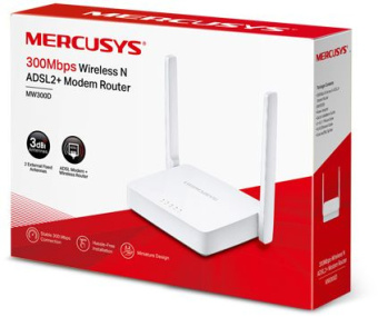 Роутер беспроводной Mercusys MW300D N300 10/100BASE-TX/ADSL белый - купить недорого с доставкой в интернет-магазине