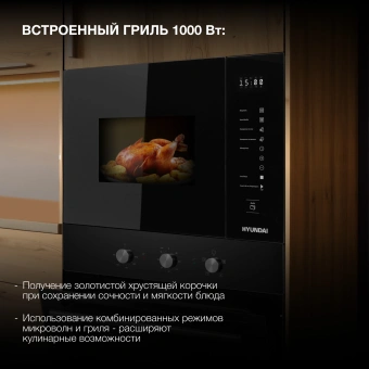 Микроволновая печь Hyundai HBW 2560 BG 25л. 900Вт черный (встраиваемая) - купить недорого с доставкой в интернет-магазине