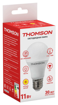 Лампа светодиодная Thomson TH-B2005 11Вт цок.:E27 груша 220B 3000K св.свеч.бел.теп. A (упак.:1шт) - купить недорого с доставкой в интернет-магазине