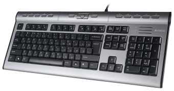 Клавиатура A4Tech KLS-7MUU серебристый/черный USB slim Multimedia (KLS-7MUU USB) кабель 1.5м - купить недорого с доставкой в интернет-магазине