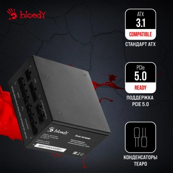 Блок питания Bloody ATX 750W BD-PS750G 80+ gold (20+4pin) APFC 120mm fan color LED 6xSATA Cab Manag RTL - купить недорого с доставкой в интернет-магазине