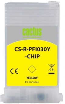 Картридж перезаправляемый струйный Cactus CS-R-PFI030Y-CHIP желтый (55мл) для Canon imagePrograf TA-20/30;TM-240/340 - купить недорого с доставкой в интернет-магазине