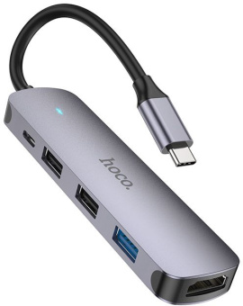 Разветвитель USB-C Hoco HB27 4порт. серый - купить недорого с доставкой в интернет-магазине