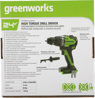 Дрель-шуруповерт Greenworks GD24DD90 аккум. патрон:быстрозажимной (3707507) - купить недорого с доставкой в интернет-магазине