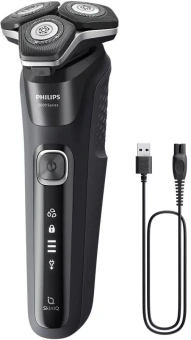 Бритва роторная Philips S5898/35 реж.эл.:3 питан.:элек.сеть/аккум. черный/серый - купить недорого с доставкой в интернет-магазине