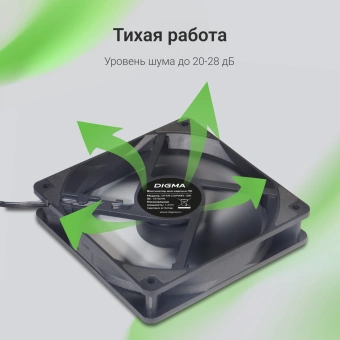 Вентилятор для корпуса Digma DFAN120PWM-1BK 120х120x25 черный 4-pin 28дБ Ret - купить недорого с доставкой в интернет-магазине