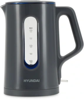 Чайник электрический Hyundai HYK-G4508 1.5л. 1700Вт серый/прозрачный корпус: стекло - купить недорого с доставкой в интернет-магазине
