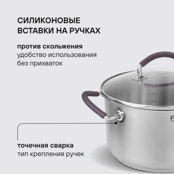 Кастрюля Rondell Akzent RDS-1388 3.1л. d=20см (с крышкой) стальной - купить недорого с доставкой в интернет-магазине