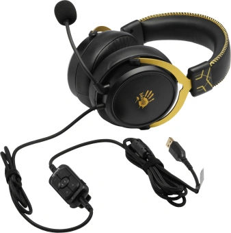 Наушники с микрофоном A4Tech Bloody M590i желтый/серый 1м мониторные USB оголовье (M590I SPORTS LIME) - купить недорого с доставкой в интернет-магазине