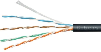 Кабель информационный Cabeus UTP-4P-Cat.5e-SOLID-OUT-LSZH-UV-100 кат.5E U/UTP 4 пары LSZH универсальный 100м черный - купить недорого с доставкой в интернет-магазине
