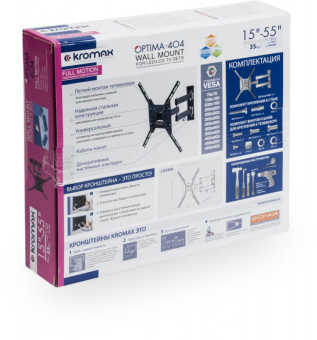 Кронштейн для телевизора Kromax OPTIMA-404 черный 15"-55" макс.35кг настенный поворотно-выдвижной и наклонный - купить недорого с доставкой в интернет-магазине