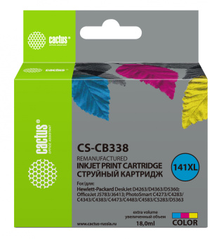 Картридж струйный Cactus CS-CB338 №141XL многоцветный (18мл) для HP DJ D4263/D4363/D5360/DJ J5783/J6413/PS C4273/C4283/C4343/C4383/C4473/C4483/C4583/C5283/D5363 - купить недорого с доставкой в интернет-магазине