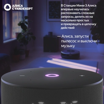 Умная колонка Yandex Станция Мини 3 Алиса черный 12W 1.0 BT/Wi-Fi (YNDX-00027BLK) - купить недорого с доставкой в интернет-магазине