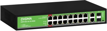 Коммутатор Digma DSP216G-2G-2S-R300 (L2) 18x1Гбит/с 2SFP 16PoE 16PoE+ 2PoE++ 300W неуправляемый - купить недорого с доставкой в интернет-магазине
