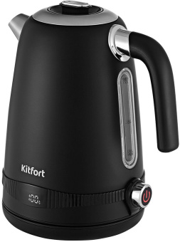 Чайник электрический Kitfort КТ-6121-1 1.7л. 2200Вт черный корпус: металл/пластик - купить недорого с доставкой в интернет-магазине
