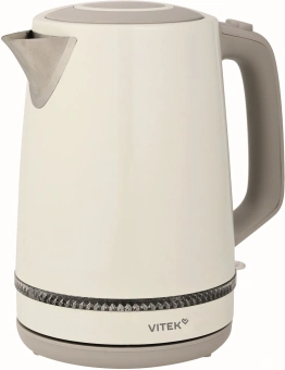 Чайник электрический Vitek VT-WK1066 1.7л. 2200Вт бежевый/коричневый корпус: металл/пластик - купить недорого с доставкой в интернет-магазине
