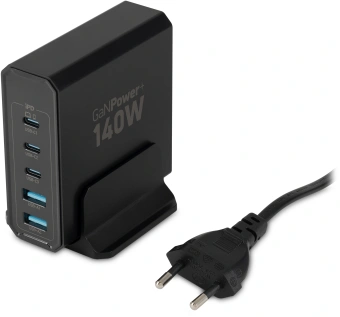 Настольное зар./устр. Digma Pro DPW10A 140W 5A (PD+QC) 3хUSB-C/2xUSB-A универсальное черный (DPW1A4G024BK) - купить недорого с доставкой в интернет-магазине