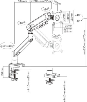 Кронштейн для мониторов Ultramounts UM732BR коричневый 17"-32" макс.8кг настольный поворот и наклон - купить недорого с доставкой в интернет-магазине
