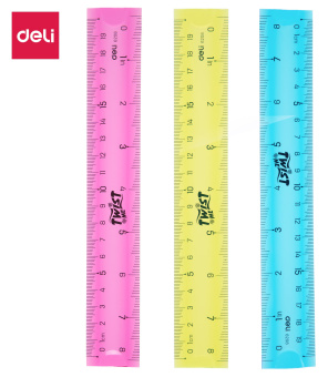 Линейка Deli E6208 пластик дл.20см ассорти гибкая/двухсторонняя шкала - купить недорого с доставкой в интернет-магазине