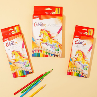 Карандаши цв. Deli EC132-24 ColoRun трехгран. дерево 24цв. кор.европод. - купить недорого с доставкой в интернет-магазине