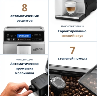 Кофемашина Delonghi Autentica ETAM29.660.SB 1450Вт серебристый/черный - купить недорого с доставкой в интернет-магазине