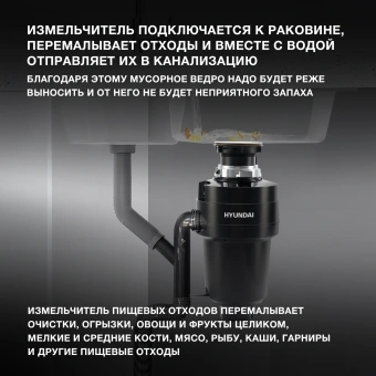 Измельчитель Hyundai HFWD 12560 560Вт черный/черный - купить недорого с доставкой в интернет-магазине