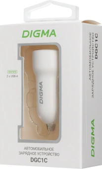 Автомобильное зар./устр. Digma DGC1С 12W 2.4A 2xUSB белый (DGC1C2LX22WH) - купить недорого с доставкой в интернет-магазине