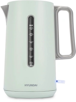 Чайник электрический Hyundai HYK-S9999 1.7л. 2200Вт светло-зеленый/серебристый корпус: металл - купить недорого с доставкой в интернет-магазине