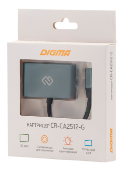 Устройство чтения карт памяти USB Type-C Digma CR-CA2512-G серый - купить недорого с доставкой в интернет-магазине