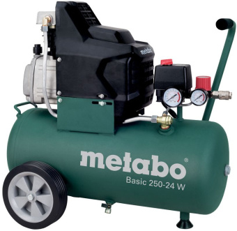Компрессор поршневой Metabo Basic 250-24 W масляный 200л/мин 24л 1500Вт зеленый - купить недорого с доставкой в интернет-магазине