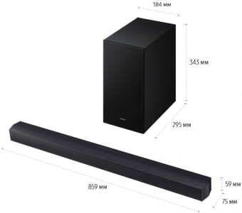 Саундбар Samsung HW-B450F/RU 2.1 300Вт+220Вт черный - купить недорого с доставкой в интернет-магазине