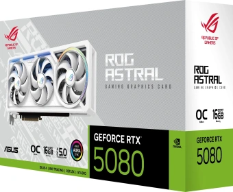 Видеокарта Asus PCI-E 5.0 ROG-ASTRAL-RTX5080-O16G-WHITE NVIDIA GeForce RTX 5080 16Gb 256bit GDDR7 2760/30000 HDMIx2 DPx3 HDCP Ret - купить недорого с доставкой в интернет-магазине