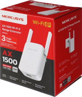 Повторитель беспроводного сигнала Mercusys ME60X AX1500 10/100/1000BASE-TX белый - купить недорого с доставкой в интернет-магазине