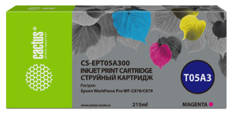 Картридж струйный Cactus CS-EPT05A300 T05A3 пурпурный (215мл) для Epson WorkForce Pro WF-C878/C879 - купить недорого с доставкой в интернет-магазине