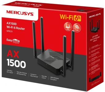 Роутер беспроводной Mercusys MR62X AX1500 10/100/1000BASE-TX черный - купить недорого с доставкой в интернет-магазине