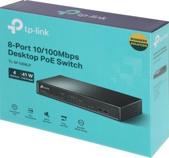 Коммутатор TP-Link TL-SF1008LP (L2) 8x100Мбит/с 4PoE 41W неуправляемый - купить недорого с доставкой в интернет-магазине