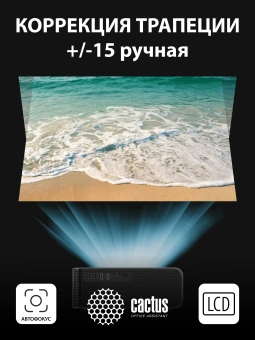 Проектор Cactus CS-PRM.01B.Full HD LCD 19000Lm LS 700Lm ANSI (1920x1080) 2500:1 ресурс лампы:50000часов 2xUSB typeA 2xHDMI 1.8кг - купить недорого с доставкой в интернет-магазине