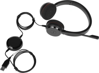 Наушники с микрофоном Jabra Evolve 20 UC Duo черный 1.2м накладные USB оголовье (4999-829-209) - купить недорого с доставкой в интернет-магазине