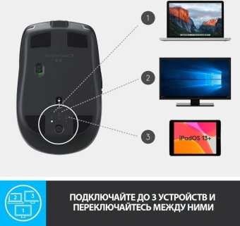 Мышь Logitech MX Anywhere 2S черный оптическая 4000dpi беспров. BT/Radio USB 7but (910-006211) - купить недорого с доставкой в интернет-магазине