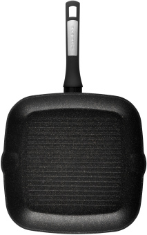 Сковорода-гриль Polaris Monolit 28G квадратная покрытие: антипригарное с керамической крошкой ручка несъемная (без крышки) черный (15264) - купить недорого с доставкой в интернет-магазине