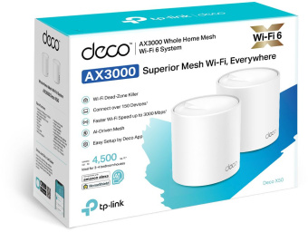 Бесшовный Mesh роутер TP-Link Deco X50(2-Pack) AX3000 10/100/1000BASE-TX белый (упак.:2шт) - купить недорого с доставкой в интернет-магазине