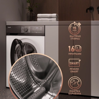 Стиральная машина Weissgauff WM 45127 DC Inverter Steam класс: A+++ загр.фронтальная макс.:7кг белый инвертор - купить недорого с доставкой в интернет-магазине