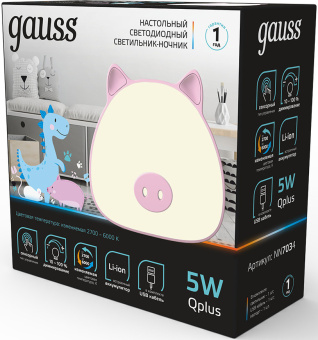 Ночник Gauss NN7034 поросенок розовый - купить недорого с доставкой в интернет-магазине