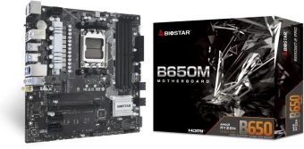 Материнская плата Biostar B650MT-E Pro SocketAM5 AMD B650 4xDDR5 mATX AC`97 8ch(7.1) 2.5Gg RAID+HDMI+DP - купить недорого с доставкой в интернет-магазине